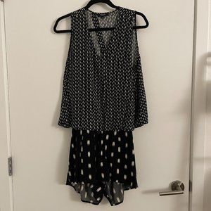 Madewell Black & White Abstract Print Romper Sz Sm